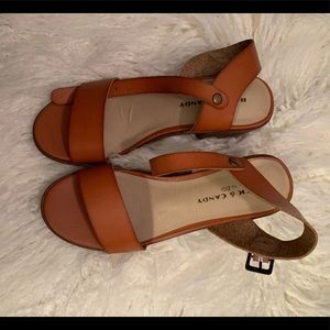 Tan block heeled sandals